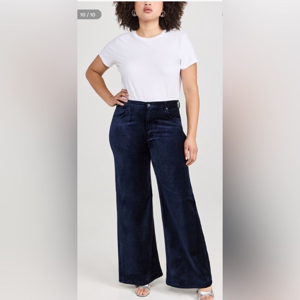 NWOT citizens of humanity Paloma baggy jeans velvet navy blue $285